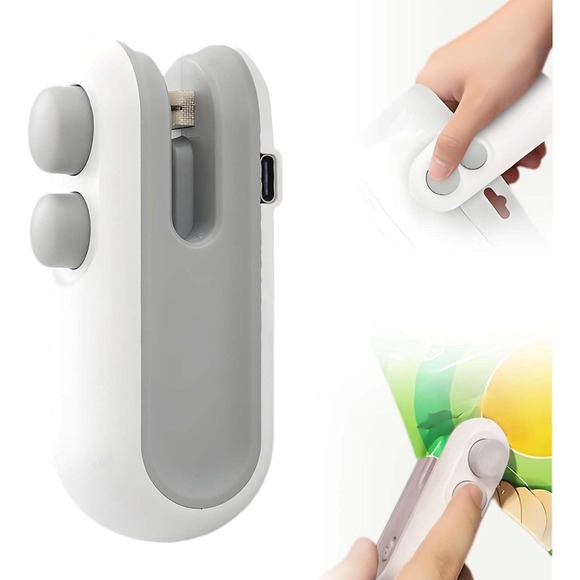 Portable Mini Bag Sealer Handheld Heat Sealer Rechargeable JX-105 White Gray - Picture 2 of 13